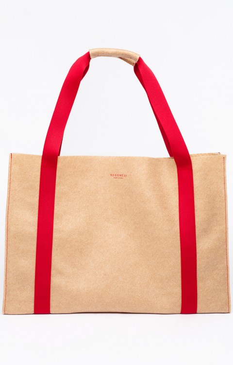 Recyklovaná taška Regenesi Maxi shopper bez potisku béžová | červená - REGENESI